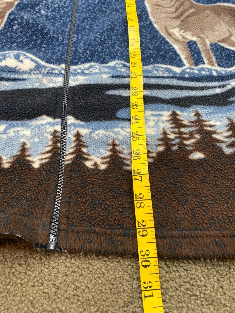 Y2K Wolf Moon Fleece Cozy Gorpcore Animal Forest Allover Native Zipper Jacket 2X - Picture 8 of 8